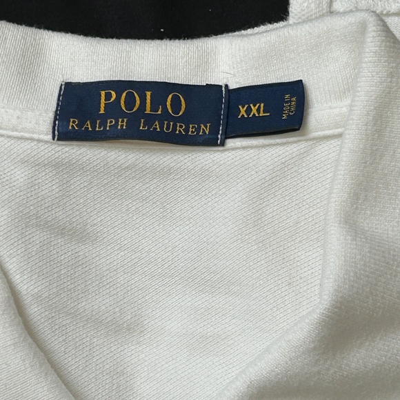 Polo Ralph Lauren Polo Shirt Men 2XL White Blue Big Pony #5 Embroidered Logo - Picture 7 of 7